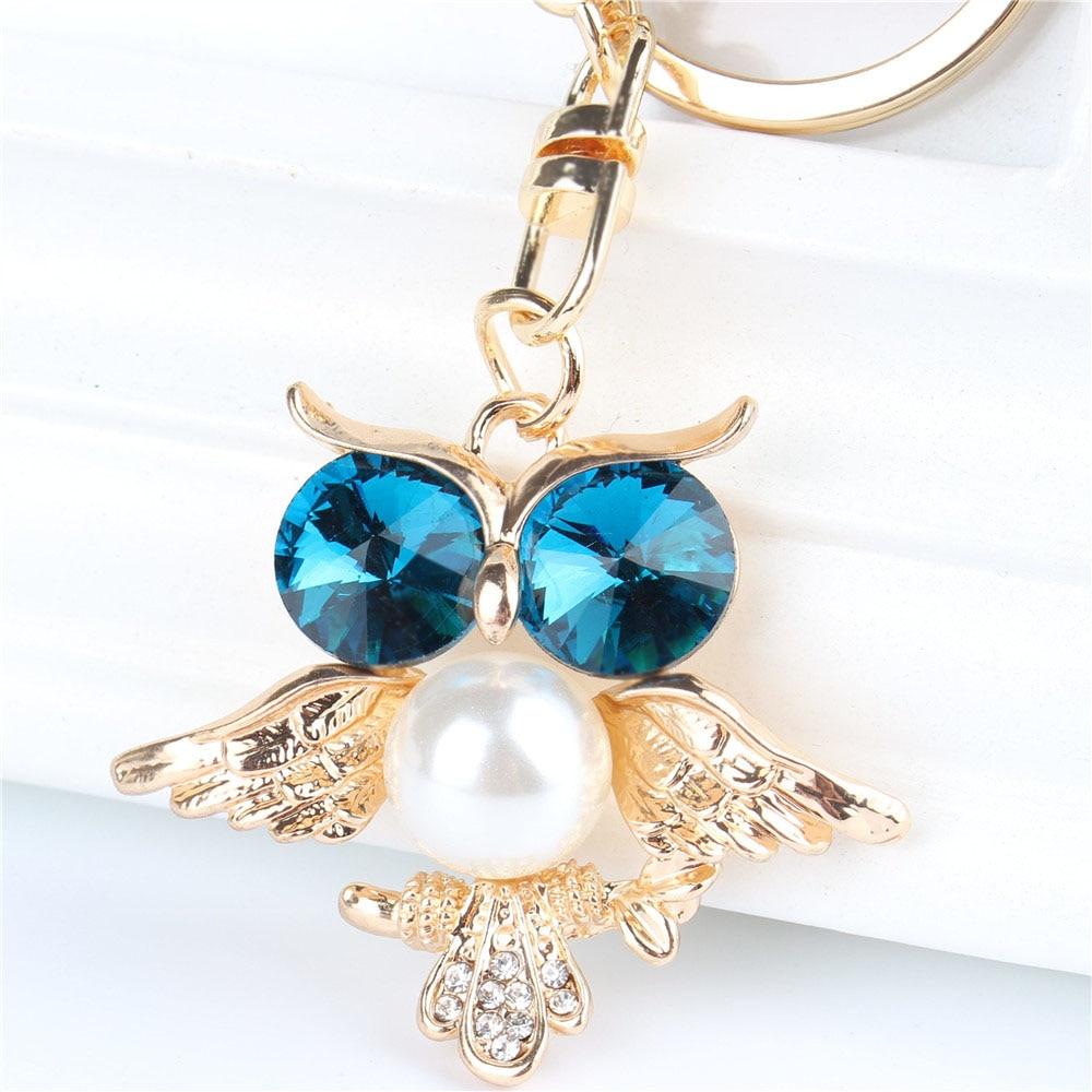 Purse Accessories Owl Bird Rhinestone Crystal Pendant Key Chain Charm  -  GeraldBlack.com