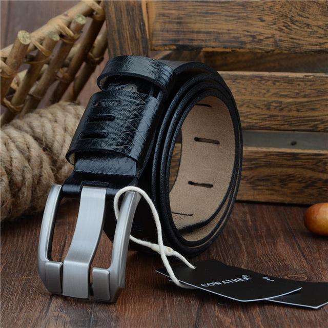 Quality Cow Genuine Luxury Leather Pin Buckle Big Size Men's Belts - SolaceConnect.com