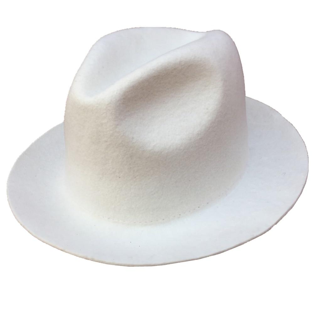 Quality Wool Felt White Color Fedora Fashion Hat for Men or Women  -  GeraldBlack.com