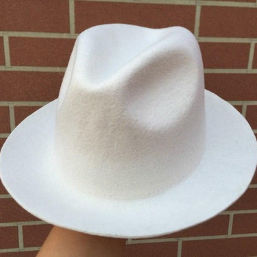 Quality Wool Felt White Color Fedora Fashion Hat for Men or Women - SolaceConnect.com