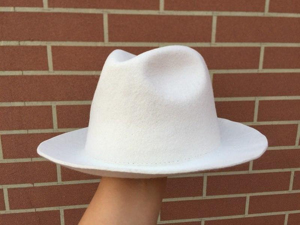 Quality Wool Felt White Color Fedora Fashion Hat for Men or Women - SolaceConnect.com