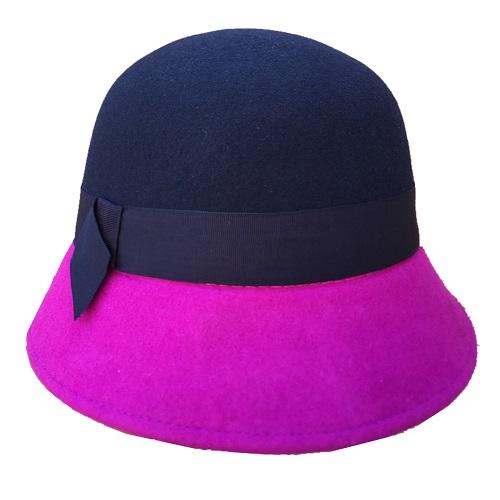 Quality Wool Felt Yellow Pink Patchwork Bucket Hat for Women - SolaceConnect.com