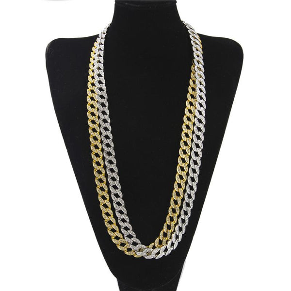 Rapper Hip Hop Men's Bling Iced Out 30" CZ Rhinestone Link Chain Necklace - SolaceConnect.com
