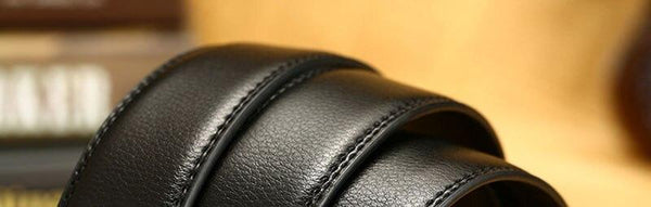 Men's Genuine Leather Ratchet Dress Geometric Design Automatic Buckle Belts for Men NCK682 - SolaceConnect.com