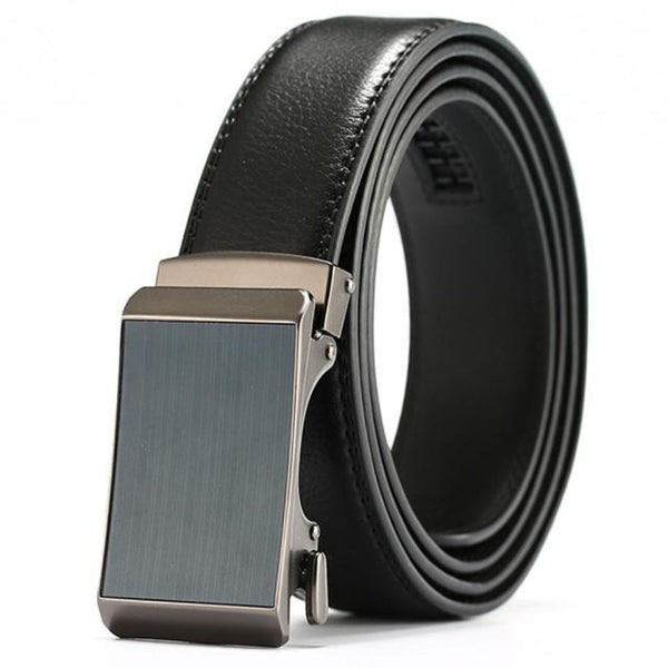 Men's Genuine Leather Ratchet Dress Geometric Design Automatic Buckle Belts for Men NCK682 - SolaceConnect.com