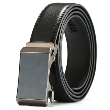 Ratchet Design Men's Genuine Leather Geometric Automatic Buckle Dress Belt  -  GeraldBlack.com