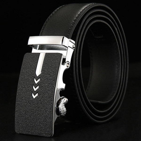 Ratchet Style Men's Genuine Leather Geometric Design Automatic Buckle Belt  -  GeraldBlack.com