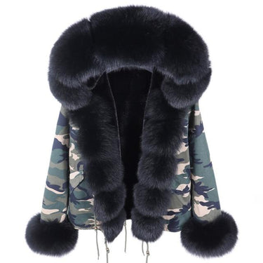 Real Fox Raccoon Fur Jacket with Hood Women's Big Thick Warm Winter Parka  -  GeraldBlack.com