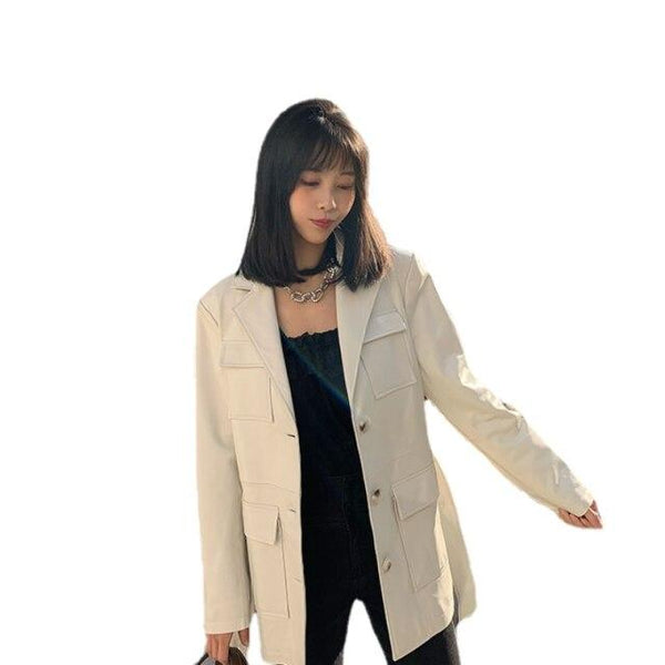 Real Leather Long Jackets with Pocket and Adjustable Waist for Woman - SolaceConnect.com