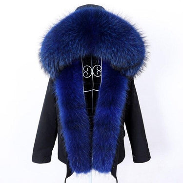 Real Racoon Fur Collared Full Sleeves Winter Hooded Jacket for Women  -  GeraldBlack.com