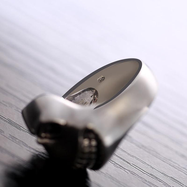 Real Solid 925 Sterling Silver Gothic Skull Laugh Punk Biker Men's Ring - SolaceConnect.com