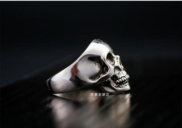 Real Sterling 925 Silver Skull Tooth Vintage Punk Rock Gothic Ring for Men - SolaceConnect.com