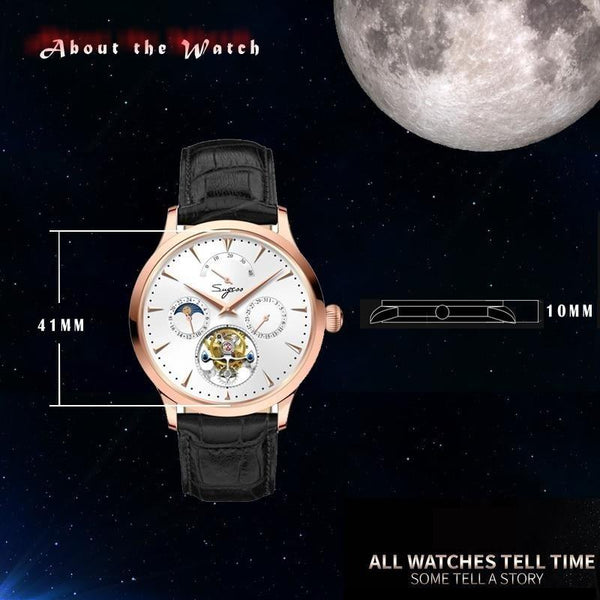 Real Tourbillon Movement Mechanical Luxury Moonphase Watch for Men - SolaceConnect.com