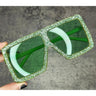 Rectangle Rhinestones Sunglasses Women Square Trendy Oversized Sun Glasses With Bling Diamond Vintage  -  GeraldBlack.com