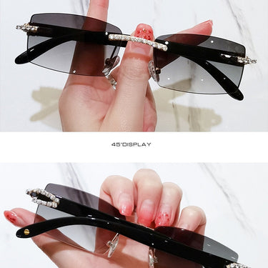 Rectangle Rimless Luxury Small Frameless Women UV400 Eyeglasses  -  GeraldBlack.com