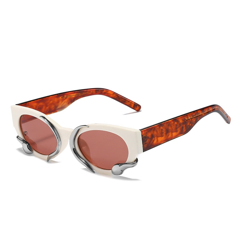Rectangle Small Punk Sunglasses With Snake Decor Luxury Eyewear For Women Shades  -  GeraldBlack.com