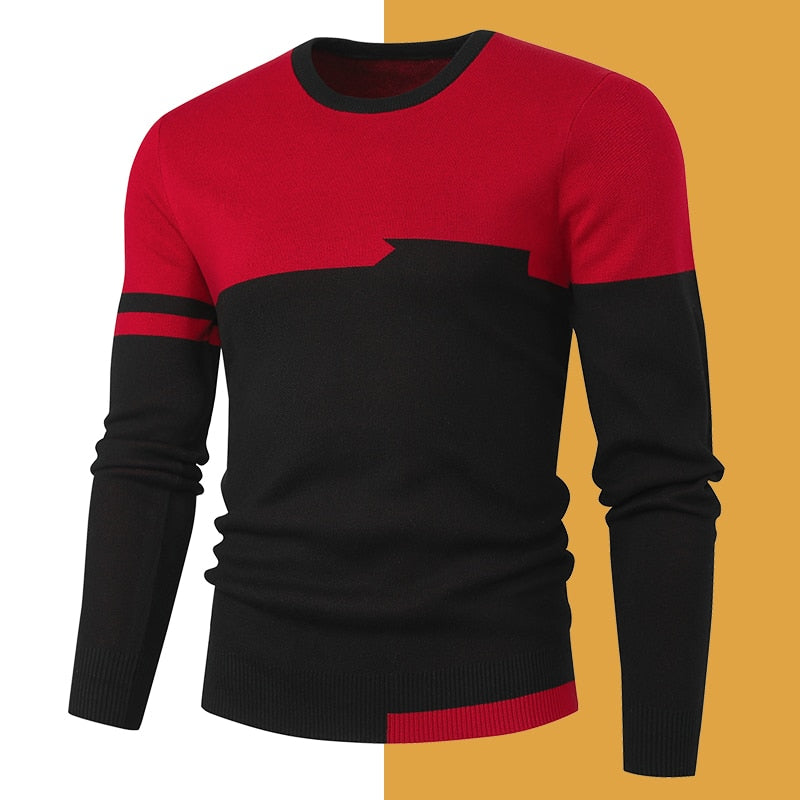 Red-2114 Men's Pullover Sweater Fashion Soft Autumn Slim Sweater Jersey Knitwear Winter Jumper Tops Sweatshirt Plus Size  -  GeraldBlack.com