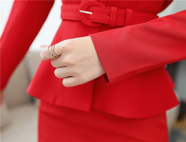 Red Coat Winter Fashion OL Style Business Professional Suit for Women  -  GeraldBlack.com