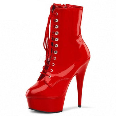 Red Color High Thin Heels Round Toe Lace Up Bride's Wedding Formal Boots  -  GeraldBlack.com