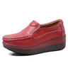 Red Handmade Spring Autumn Women Genuine Leather Moccasins Fall Slip-on Casual Shoes Round Toe  -  GeraldBlack.com