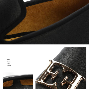 Red Men Leather Big Size Fashion Design Bright Face Buckle and Gold Metal Toe Driving Loafers Shoes  -  GeraldBlack.com