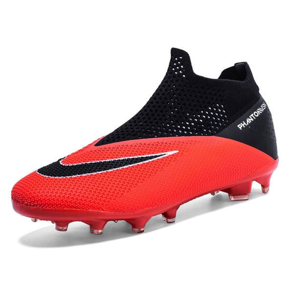 Red Men's FG AG TF Breathable Outdoor Sports High Ankle Soccer Shoes  -  GeraldBlack.com