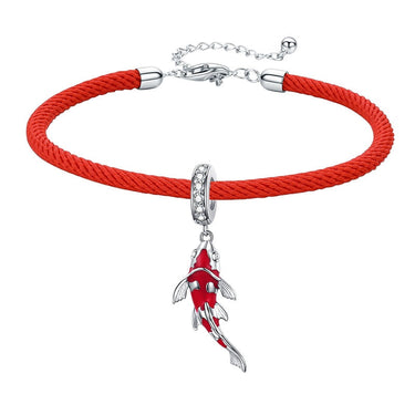 Red Rope Bracelet 925 Sterling Silver Enamel Fish Dragonfly Rainbow Beads and Charm DIY Bracelets Jewelry Accessories  -  GeraldBlack.com