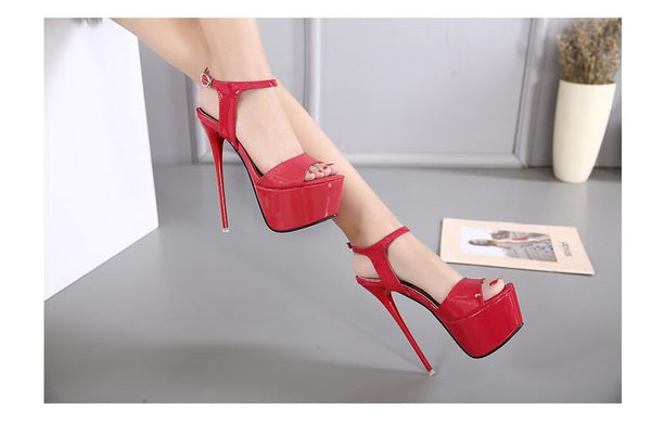 Red Summer Style Sexy High Heels Open Toe Buckles Nightclub and Party Pumps  -  GeraldBlack.com