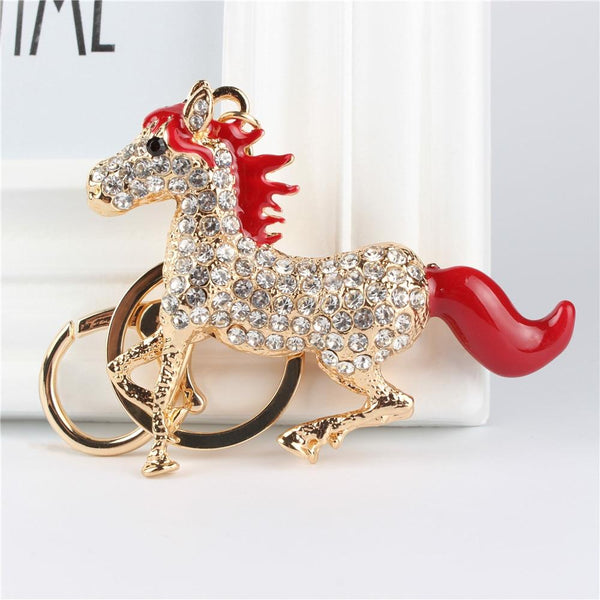 Red Tail Horse Crystal Charm Accessories Purse Pendant & Key Chain - SolaceConnect.com