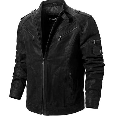 Regular Men's Solid Genuine Pigskin Leather Zipper Motorcycle Jackets  -  GeraldBlack.com