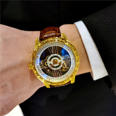 Reloj Hombre Aokulasic Men Watch Automatic Self-wind Luxury Brand Mens Mechanical Watches Hollow Out Waterproof Retro Wristwatch  -  GeraldBlack.com