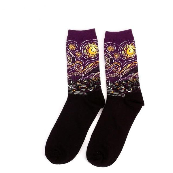 Retro Autumn Winter Funny Series Unisex Socks in World Famous Oil Painting - SolaceConnect.com