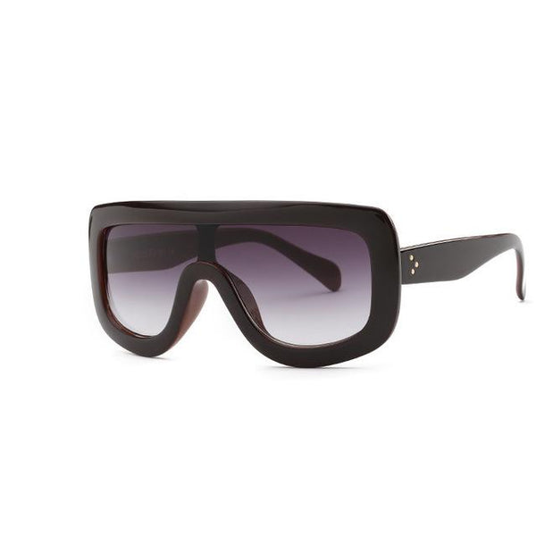 Retro Black Ladies Sunglasses with Sexy Designer Flat Top Rivet Frame - SolaceConnect.com