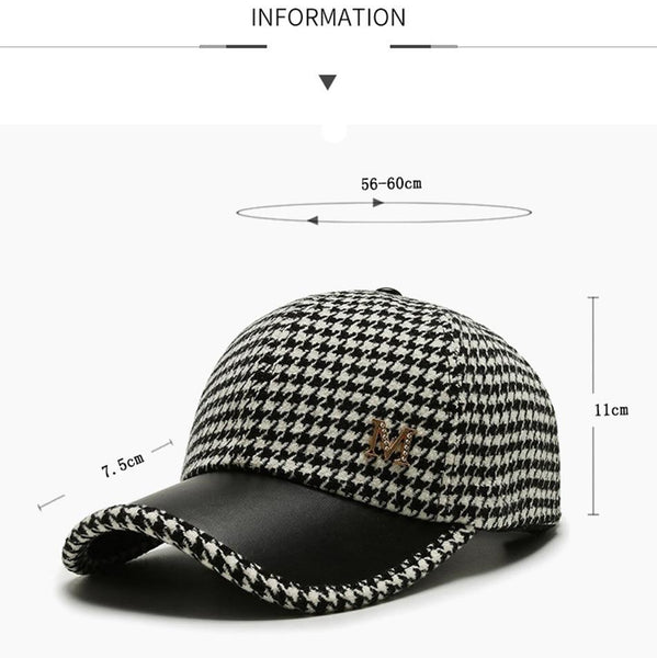Black Brown Houndstooth Baseball Caps For Men Women Retro British Style Plaid Hat Summer Trucker Cap - SolaceConnect.com