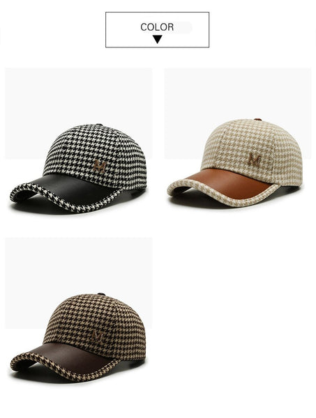 Black Brown Houndstooth Baseball Caps For Men Women Retro British Style Plaid Hat Summer Trucker Cap - SolaceConnect.com