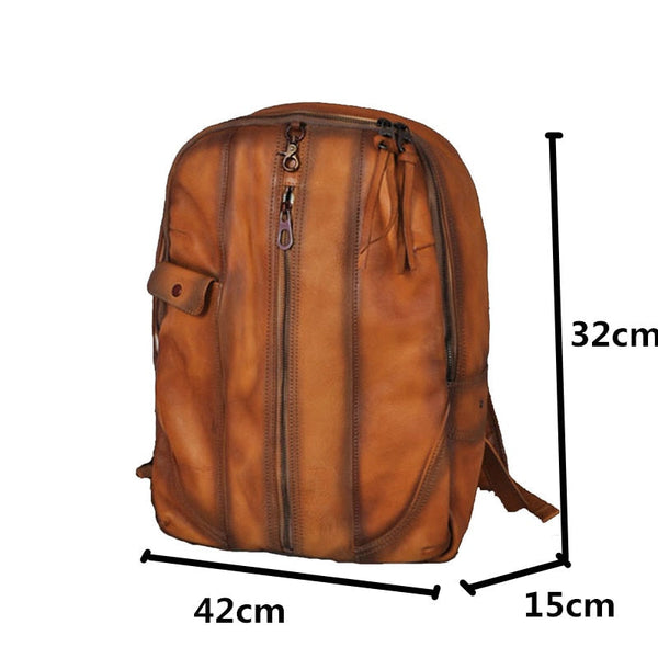 Retro Casual Leisure Genuine Leather Laptop Shoulder Backpack for Men  -  GeraldBlack.com