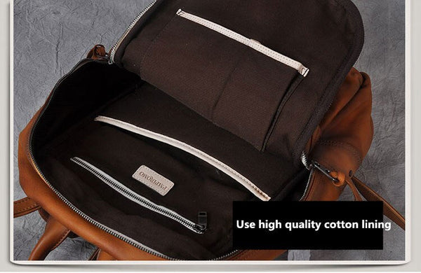 Retro Casual Leisure Genuine Leather Laptop Shoulder Backpack for Men  -  GeraldBlack.com