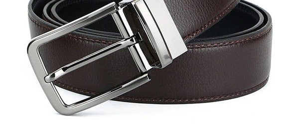 Double Sided Soft Cow Skin Leather Belts Rotary Alloy Pin Buckle Metal Belt for Men Retro Casual - SolaceConnect.com