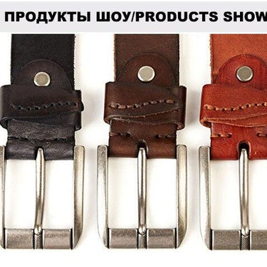 Cow Skin Leather Casual Belts Sliver Alloy Clasp Buckle Metal Belt Men Retro Styles Jeans - SolaceConnect.com
