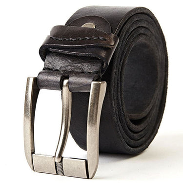Retro Casual Style Men's Leather Silver Metal Alloy Clasp Buckle Jeans Belt  -  GeraldBlack.com