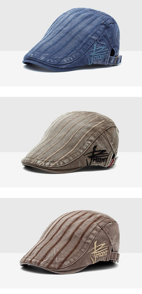 Retro Cotton Duckbill Peaked Visor British Style Flat Caps for Men - SolaceConnect.com