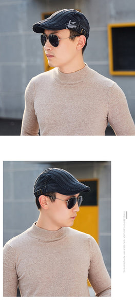 Retro Cotton Duckbill Peaked Visor British Style Flat Caps for Men - SolaceConnect.com