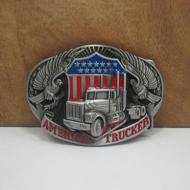 Retro Cowboy Style American Trucker Belt Buckle in Pewter Finish for Jeans  -  GeraldBlack.com
