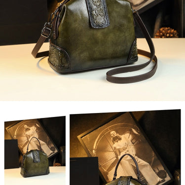 Retro Embossing Dumpling Women Crossbody Leather Evening Middle Aged Portable Shoulder Handbag  -  GeraldBlack.com