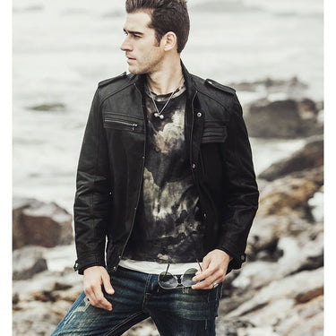 Retro Fashion Casual Men's Winter Motorcycle Genuine Leather Jacket - SolaceConnect.com