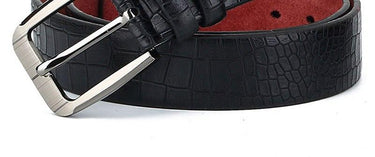 Fashion Retro Casual Styles Plaid Genuine Leather Belts Rotary Alloy Pin Buckle Metal Belt for Men - SolaceConnect.com