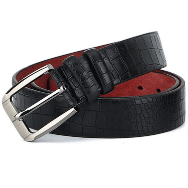 Retro Fashion Casual Style Men's Plaid Genuine Leather Alloy Pin Buckle Belt  -  GeraldBlack.com