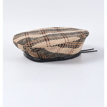 Retro Fashion Women's Plaid Adjustable Rope Beret for Fall-Winter - SolaceConnect.com