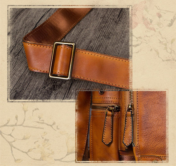 Retro Genuine Leather First Layer Cowhide Men Handmade Large Capacity  Shoulder Messenger Camera Bag  -  GeraldBlack.com