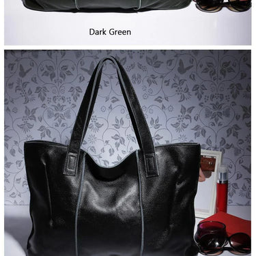 Retro Large Capacity Shoulder Bag Women's Genuine Leather Tote Purse - SolaceConnect.com